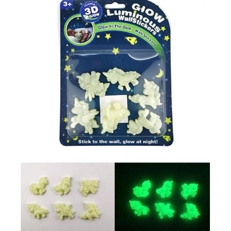 Licorne 3D Phosphorescente 6 Pièces