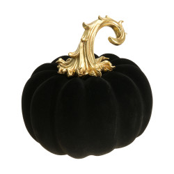 Citrouille Floquée Noire 20cm