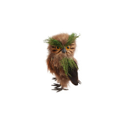 Hibou De La Forêt En Plumes 20cm