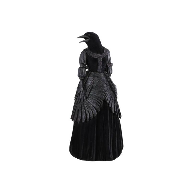 Statue Miss Corbeau En Résine Floquée Noire