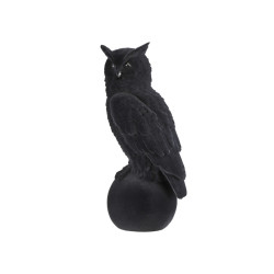 Statue De Chouette En Résine Floquée Noire