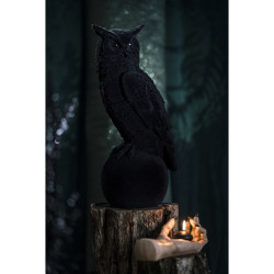 Statue De Chouette En Résine Floquée Noire