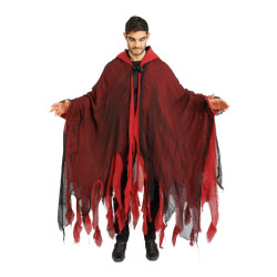 Cape Avec Capuche Lambeaux Rouge Et Noir