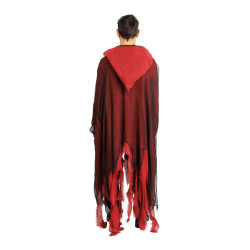 Cape Avec Capuche Lambeaux Rouge Et Noir