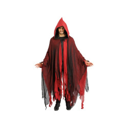 Cape Avec Capuche Lambeaux Rouge Et Noir