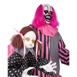 Clown Animé Effrayant Avec Fillette, Sonore Et Lumineux 182cm