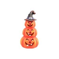 Citrouilles à Led Superposées Avec un Chapeau De Sorcière 22cm