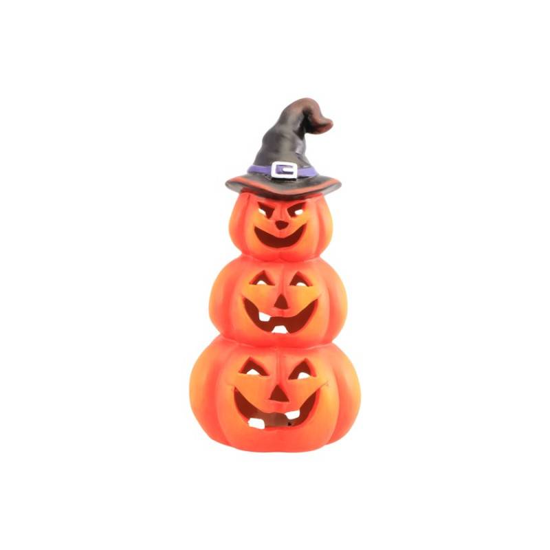 Citrouilles à Led Superposées Avec un Chapeau De Sorcière 22cm