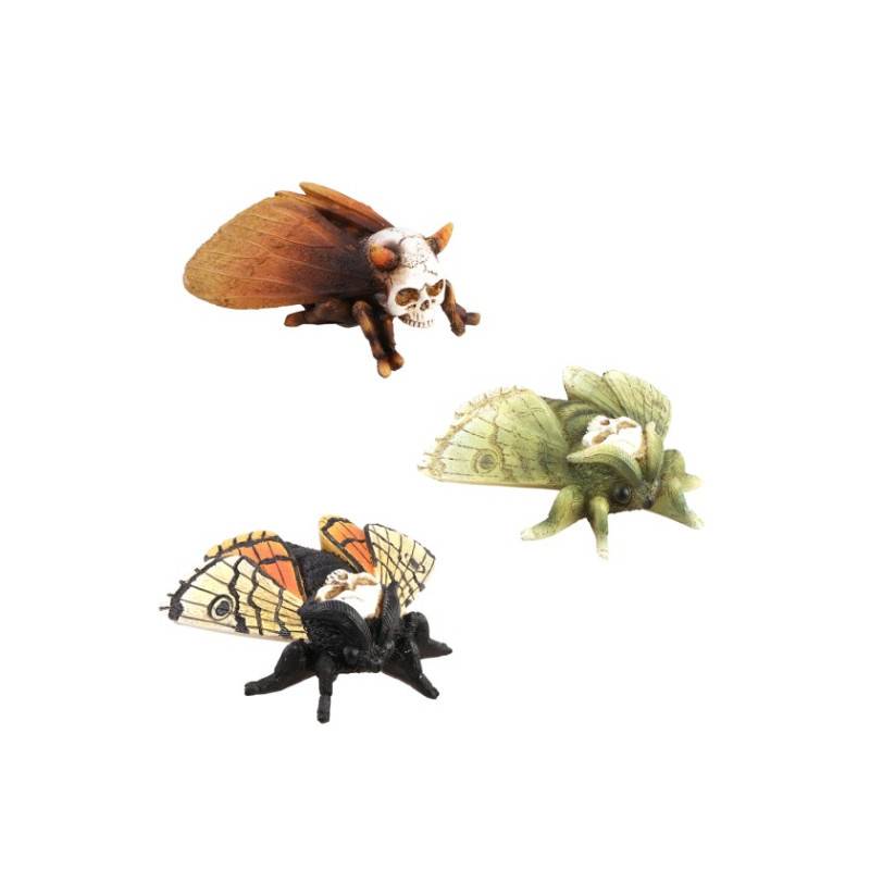 Papillons Tête De Mort En Résine Modèle Assortis 14cm