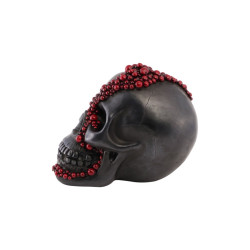 Crâne en Résine Noir Perles Rouge Bloody