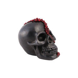 Crâne en Résine Noir Perles Rouge Bloody