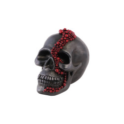 Crâne en Résine Noir Perles Rouge Bloody
