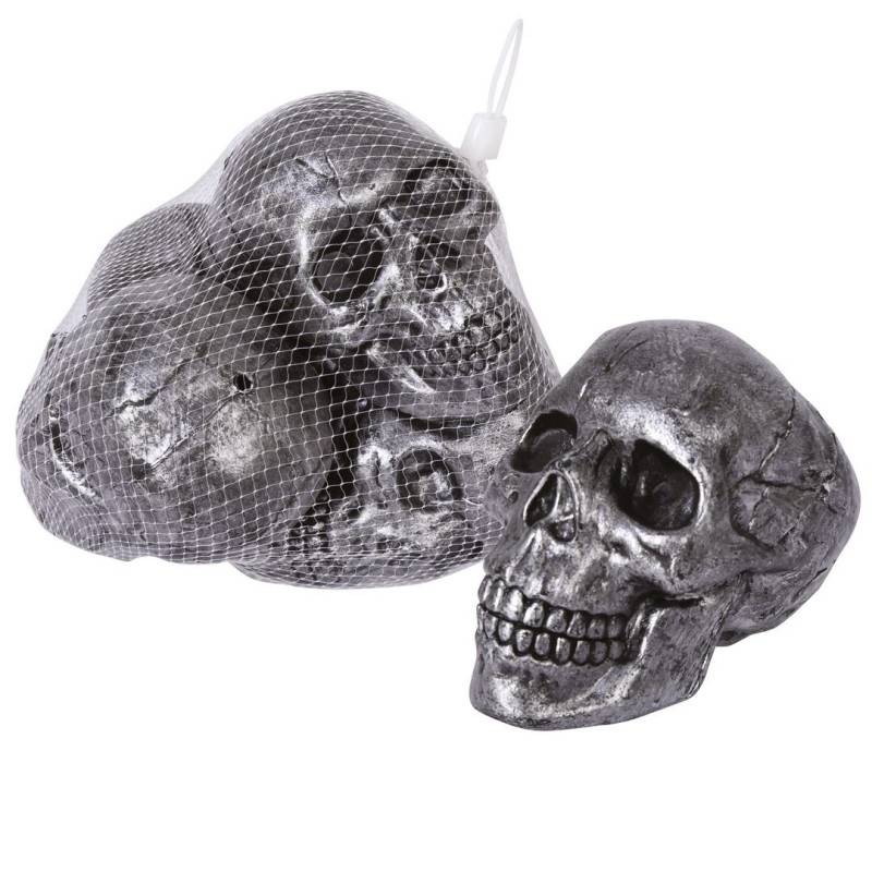 Crânes En Plastique Métallisés 12cm - 4 Pièces