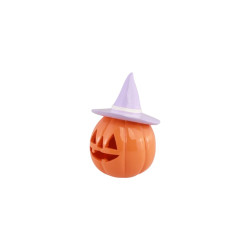 Citrouille En Résine Orange Avec Chapeau Lilas