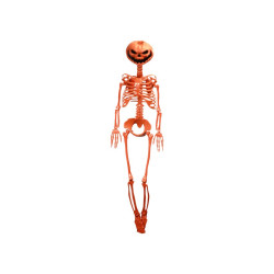 Squelette Orange Tête De Citrouille Articulé 100cm