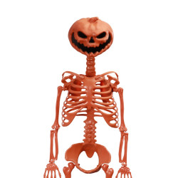 Squelette Orange Tête De Citrouille Articulé 100cm