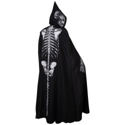 Cape Avec Capuche Imprimé Squelette Derrière