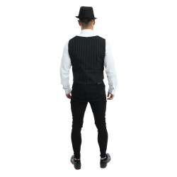Gilet Sans Manche Noir Rayé Blanc