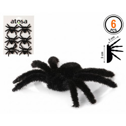 Araignée En Plastique Velue Noire 3 cm
