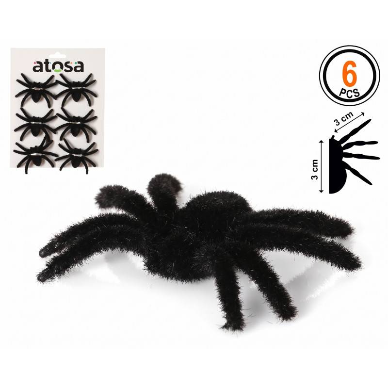 Araignée En Plastique Velue Noire 3 cm