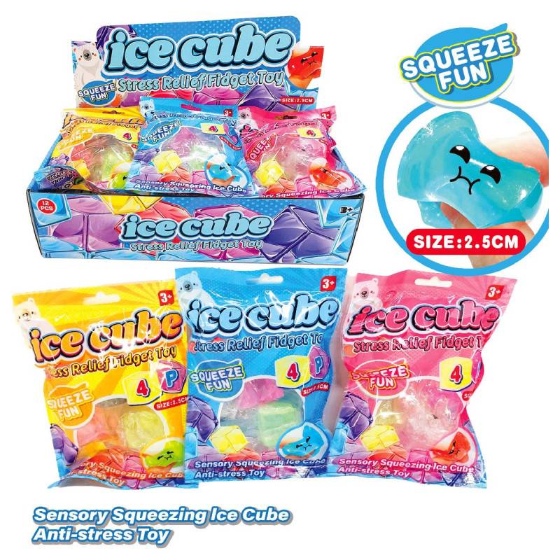 Squishy Anti Stress Ice Cube 4 Pièces
