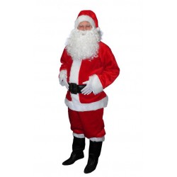 Costume de Père Noël Américain en Peluche Epaisse 5 Pièces