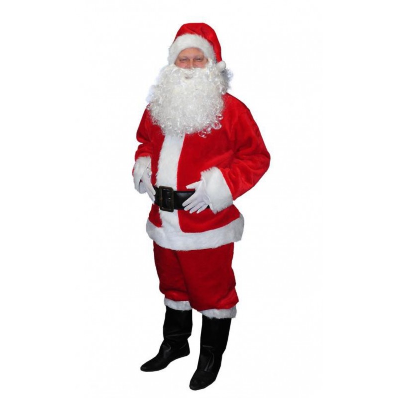 Costume de Père Noël Américain en Peluche Epaisse 5 Pièces