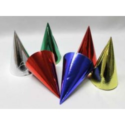 Chapeau de Fête Pointu Métallisé en Carton 6 Pièces