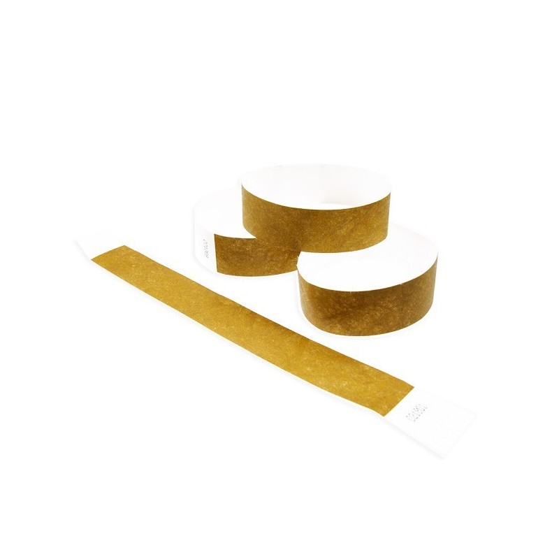 Bracelets de Contrôle Or Papier Tyvek® 24x2.5cm 100 Pièces