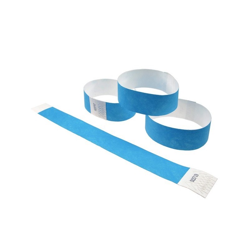 Bracelets de Contrôle Bleu Papier Tyvek® 24x2.5cm 100 Pièces