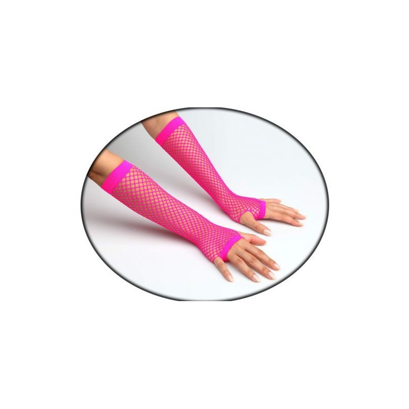 Gants Longs Résille Rose Fuchsia