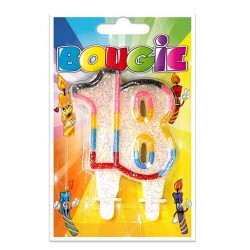 Bougie Anniversaire Paillettée Numéro 18