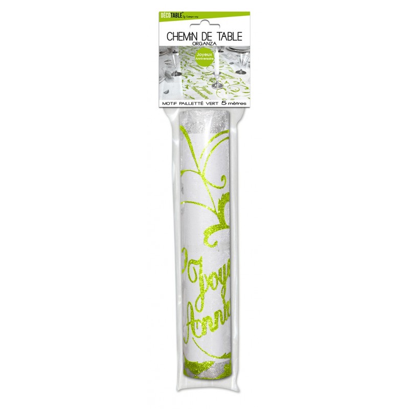 Chemin de Table Joyeux Anniversaire Vert