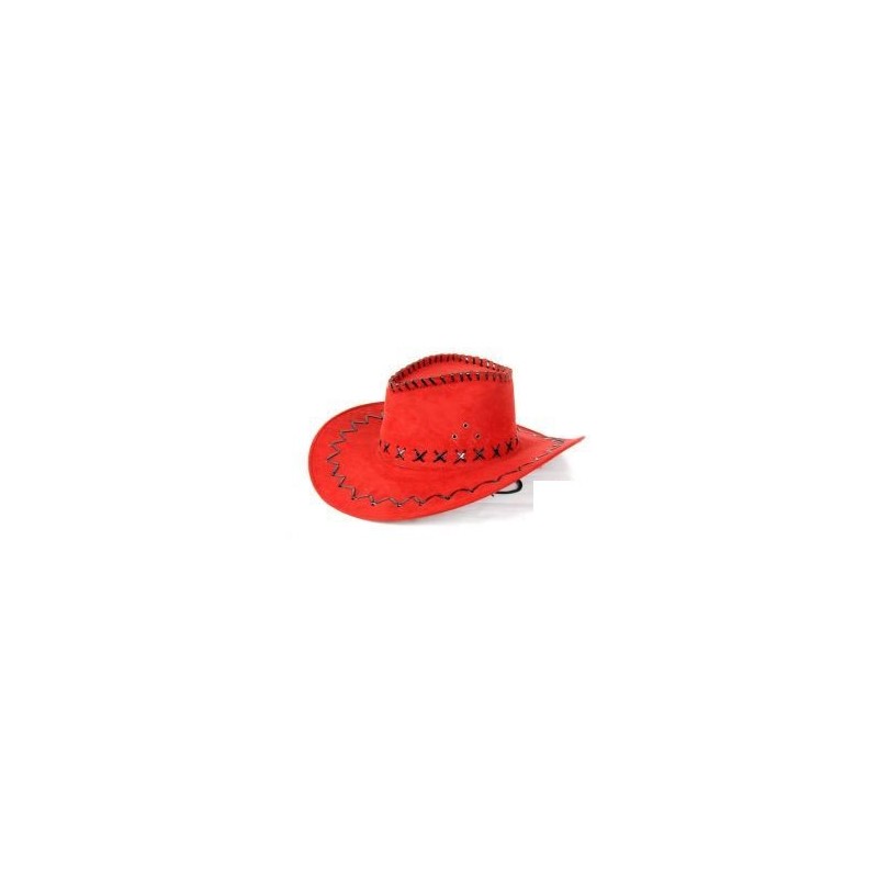 Chapeau de Cowboy en Suédine Rouge