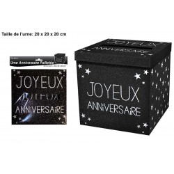 Urne Joyeux Anniversaire Pailletée Noir